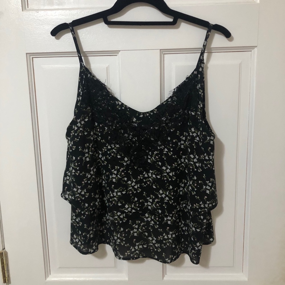 Zara Floral And Lace Tank Top Blouse